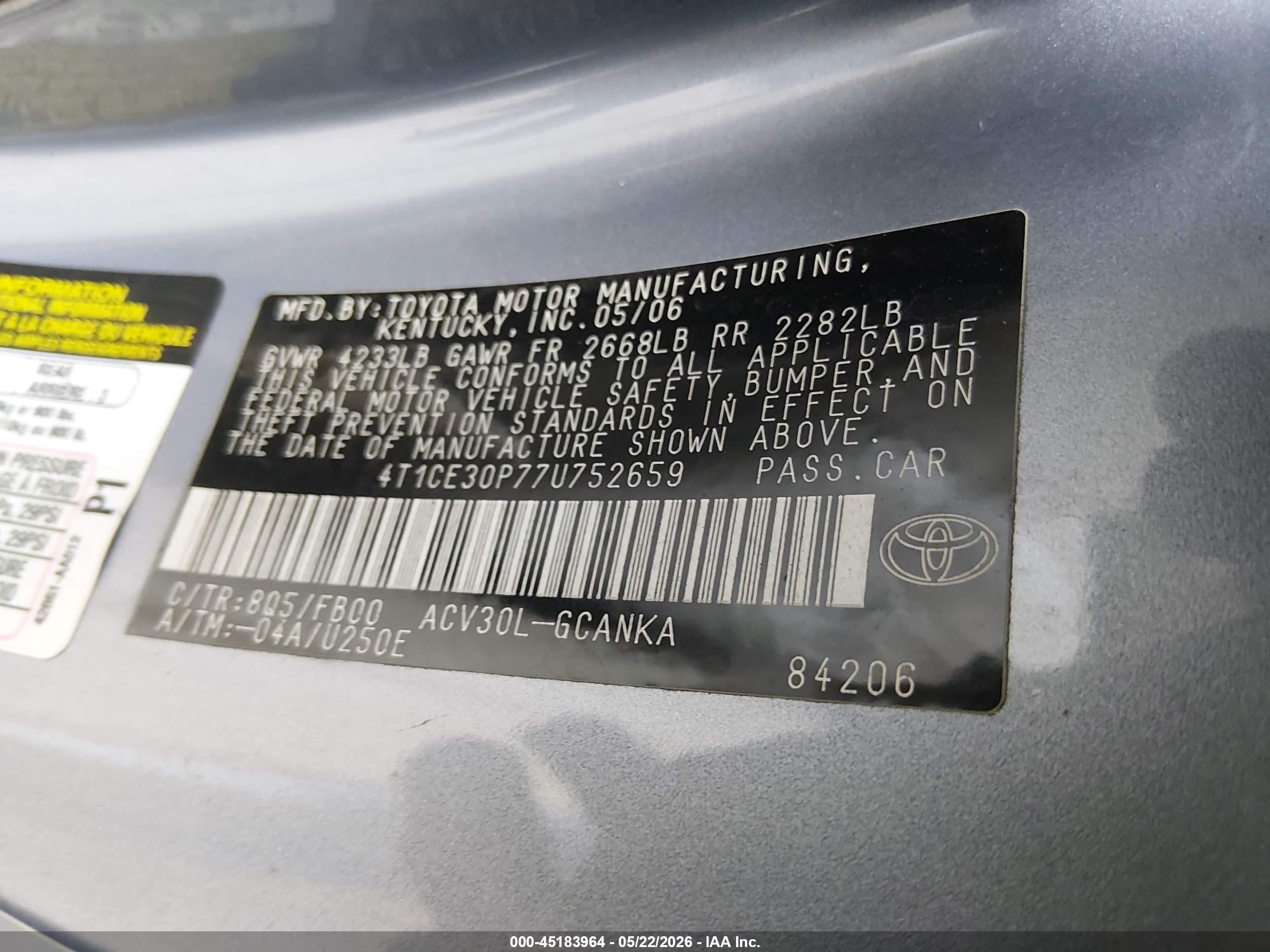 2007 Toyota Camry Solara Se Light Blue vin: 4T1CE30P77U752659