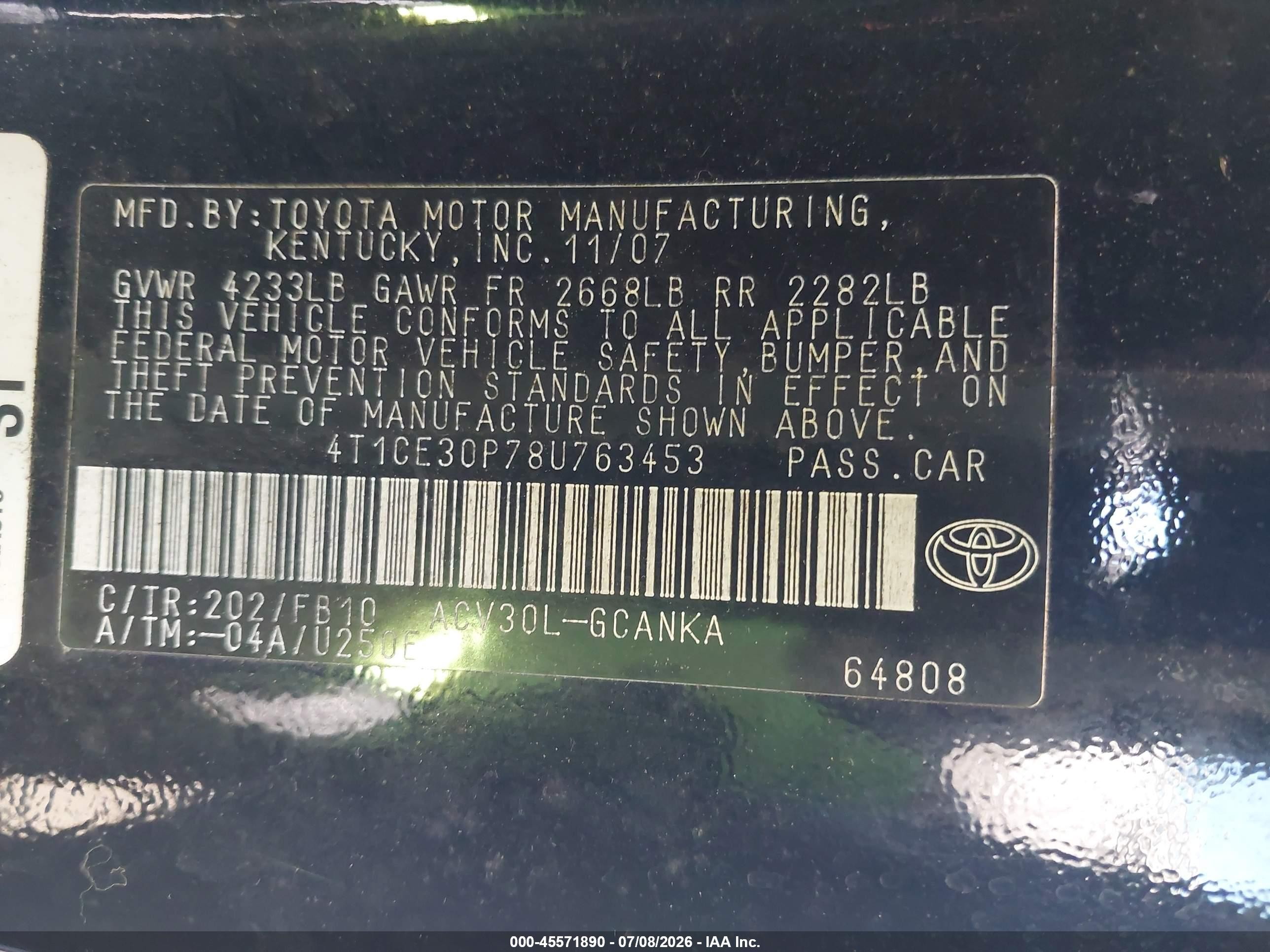 2008 Toyota Camry Solara Se Black vin: 4T1CE30P78U763453