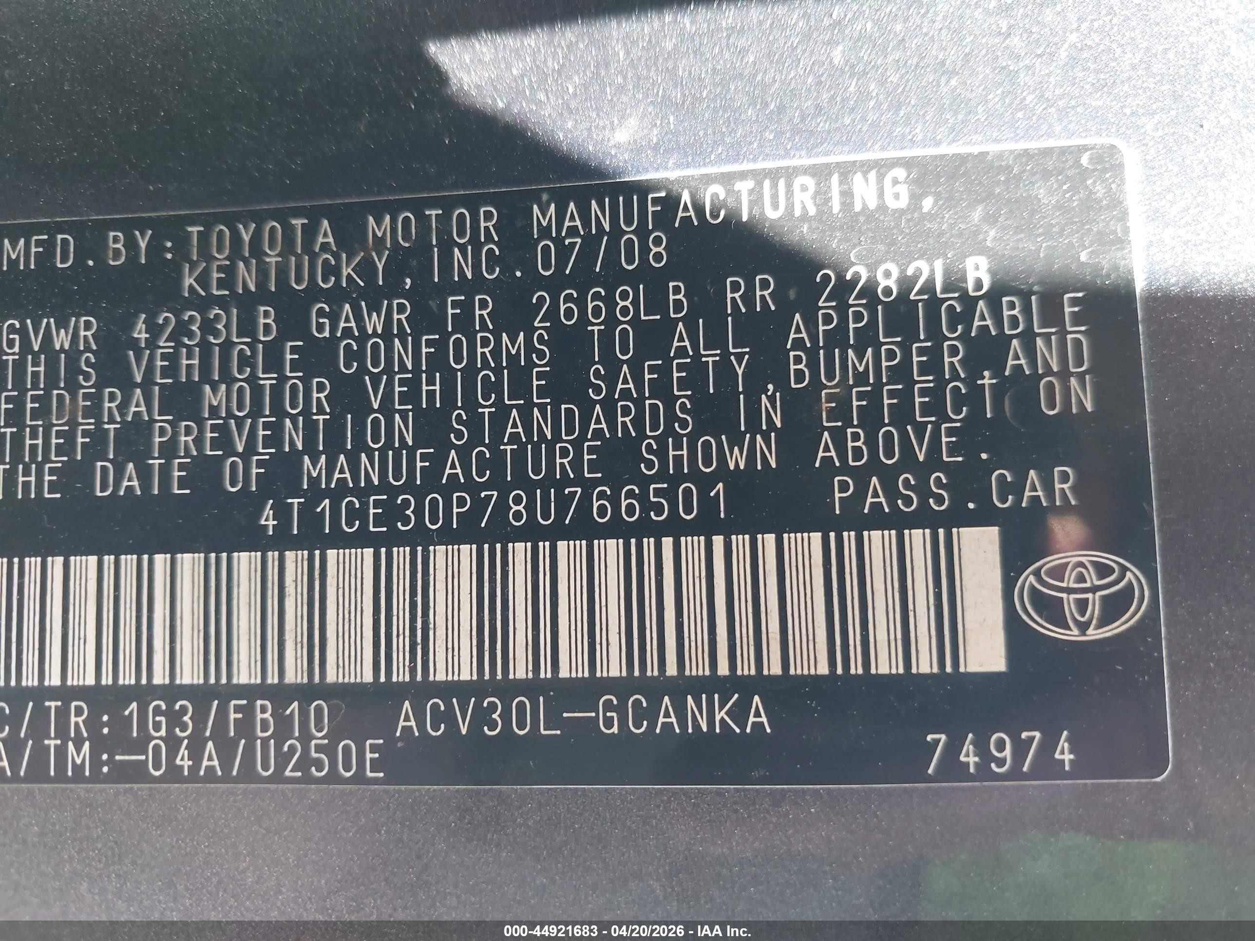 2008 Toyota Camry Solara Se Gray vin: 4T1CE30P78U766501