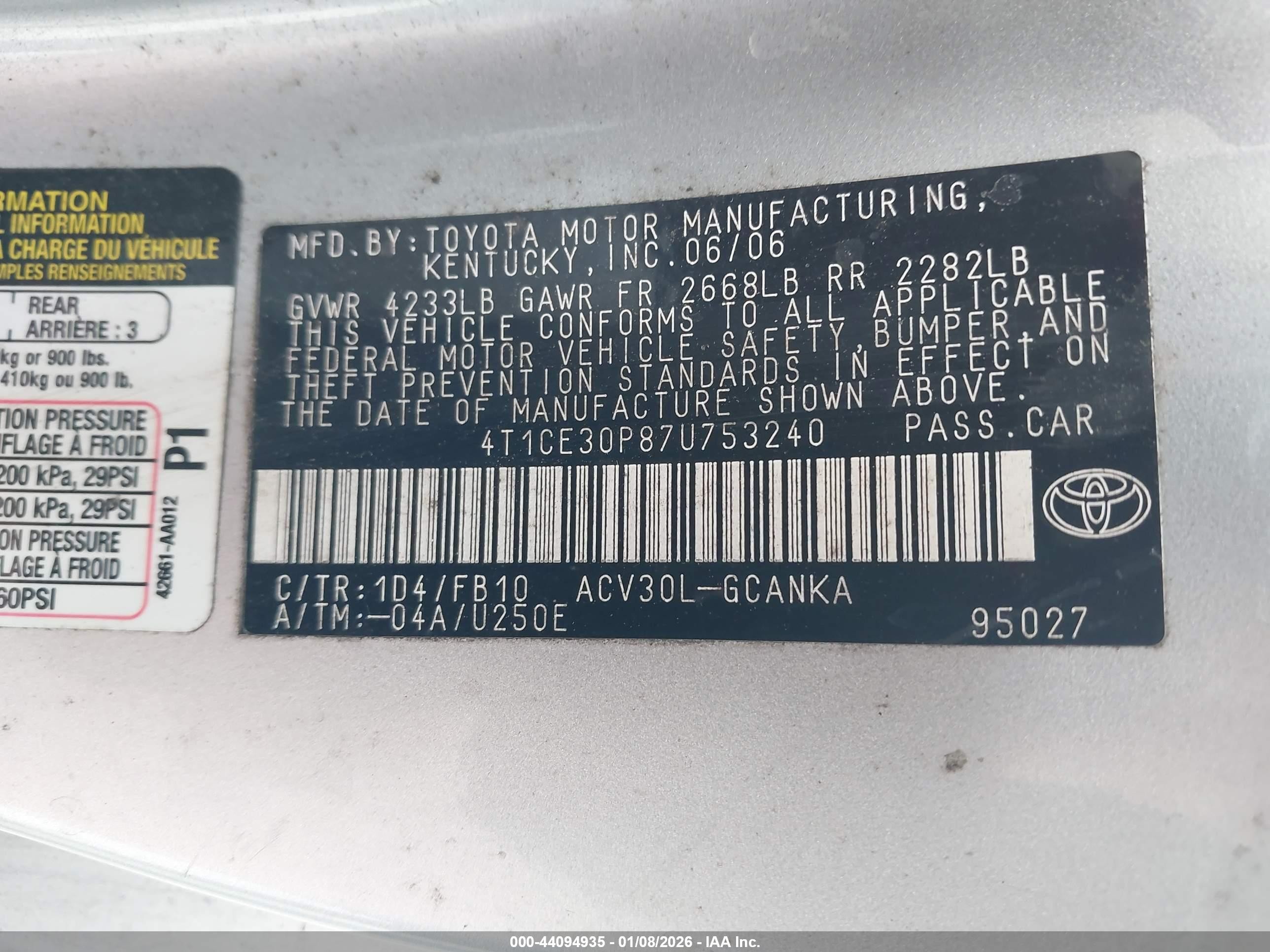 2007 Toyota Camry Solara Se Silver vin: 4T1CE30P87U753240