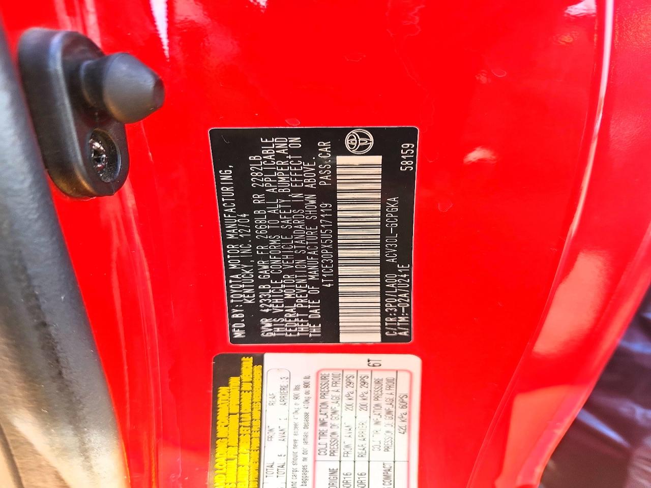 2005 Toyota Camry Solara Sle Красный vin: 4T1CE30PX5U517119