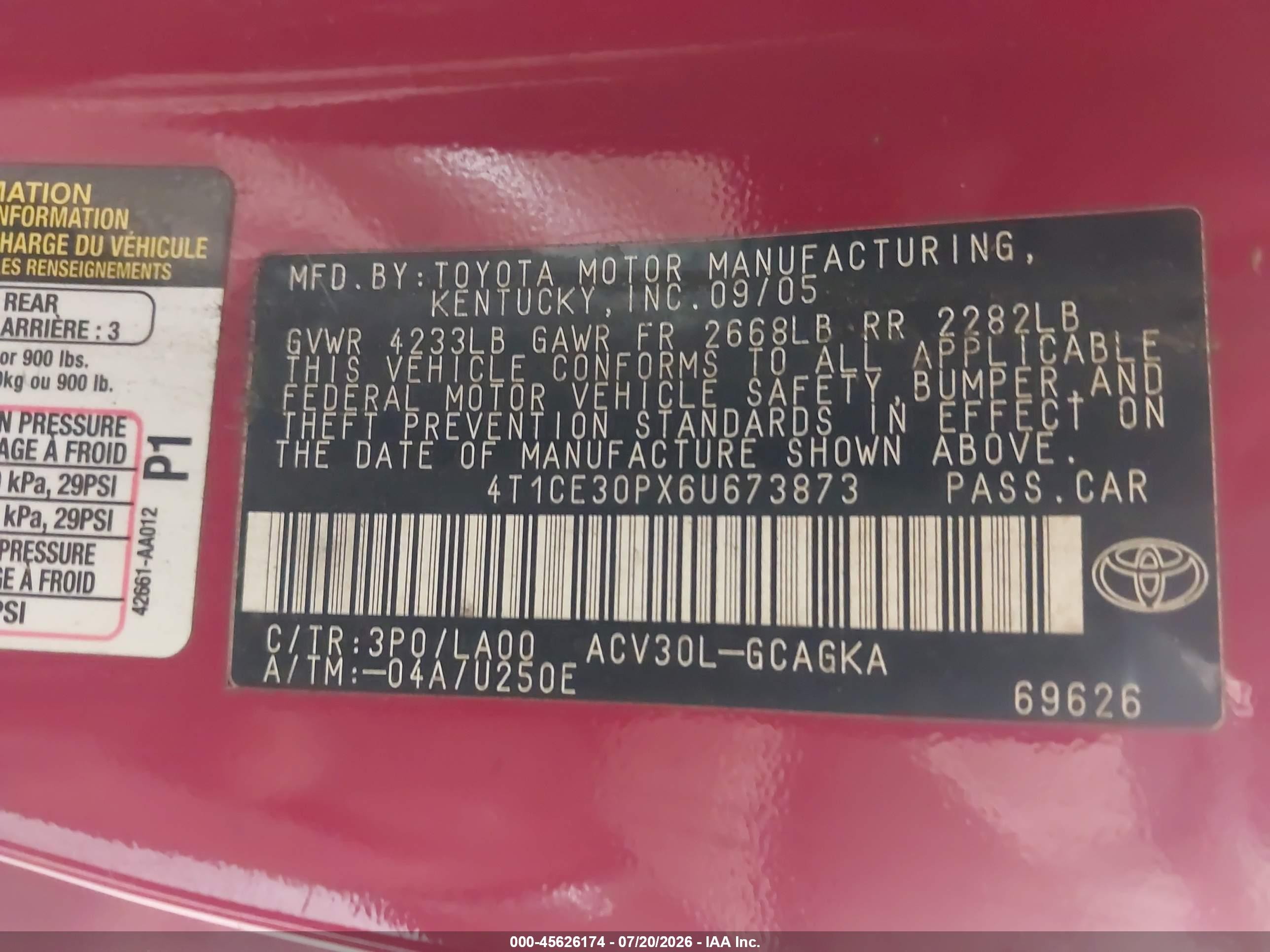 2006 Toyota Camry Solara Sle Red vin: 4T1CE30PX6U673873