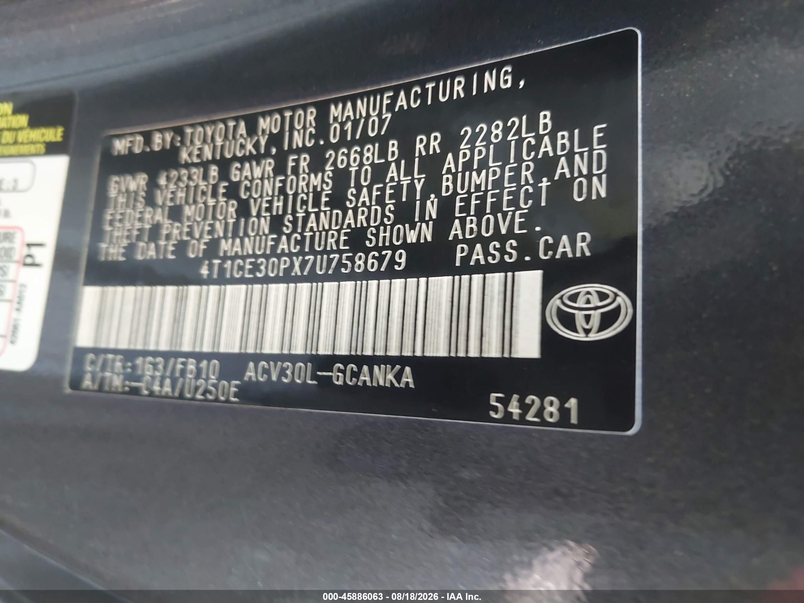 2007 Toyota Camry Solara Se Green vin: 4T1CE30PX7U758679