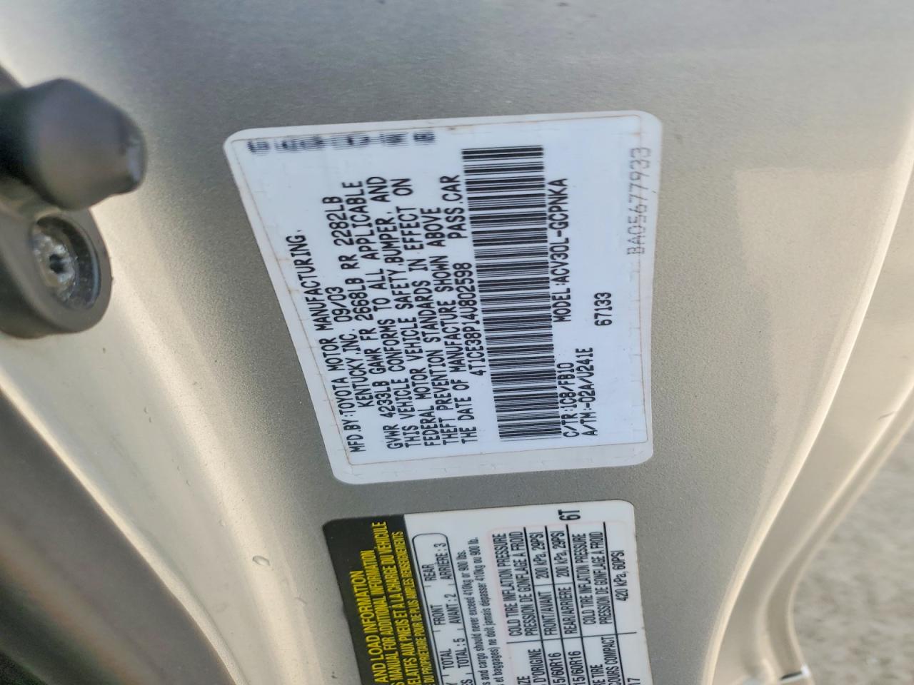 2004 Toyota Camry Solara Se Silver vin: 4T1CE38P14U802598