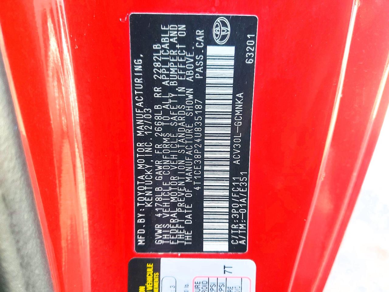 2004 Toyota Camry Solara Se Sport Red vin: 4T1CE38P24U835187