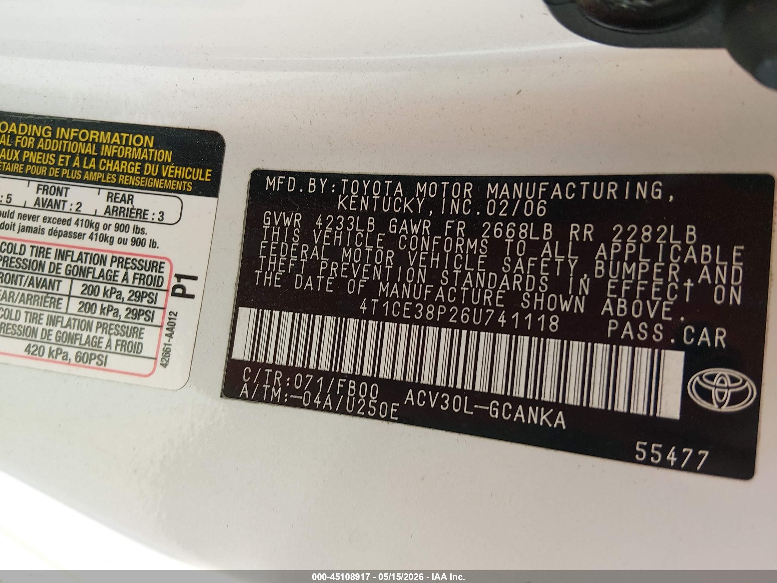 2006 Toyota Camry Solara Se White vin: 4T1CE38P26U741118