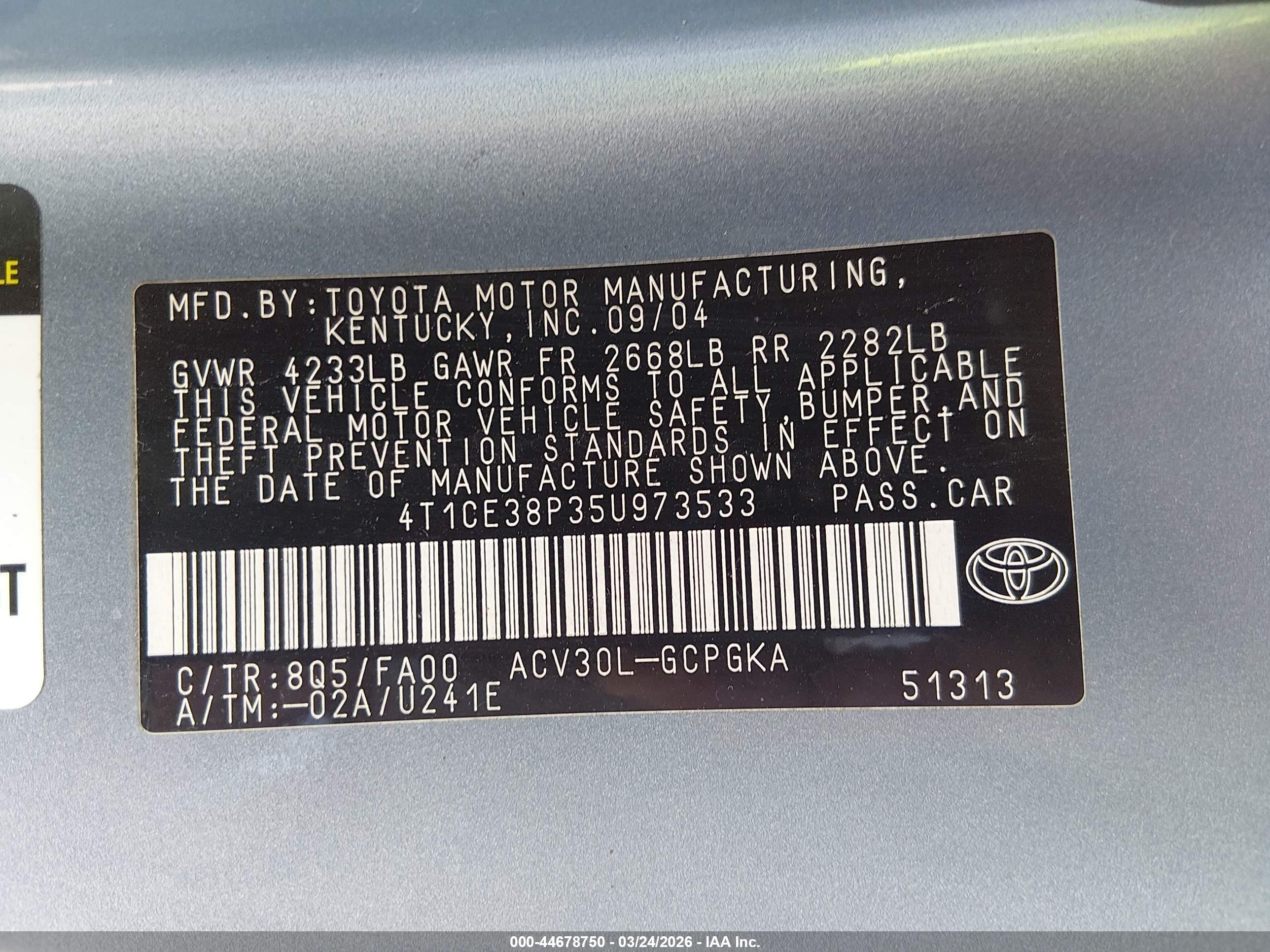 2005 Toyota Camry Solara Sle Blue vin: 4T1CE38P35U973533