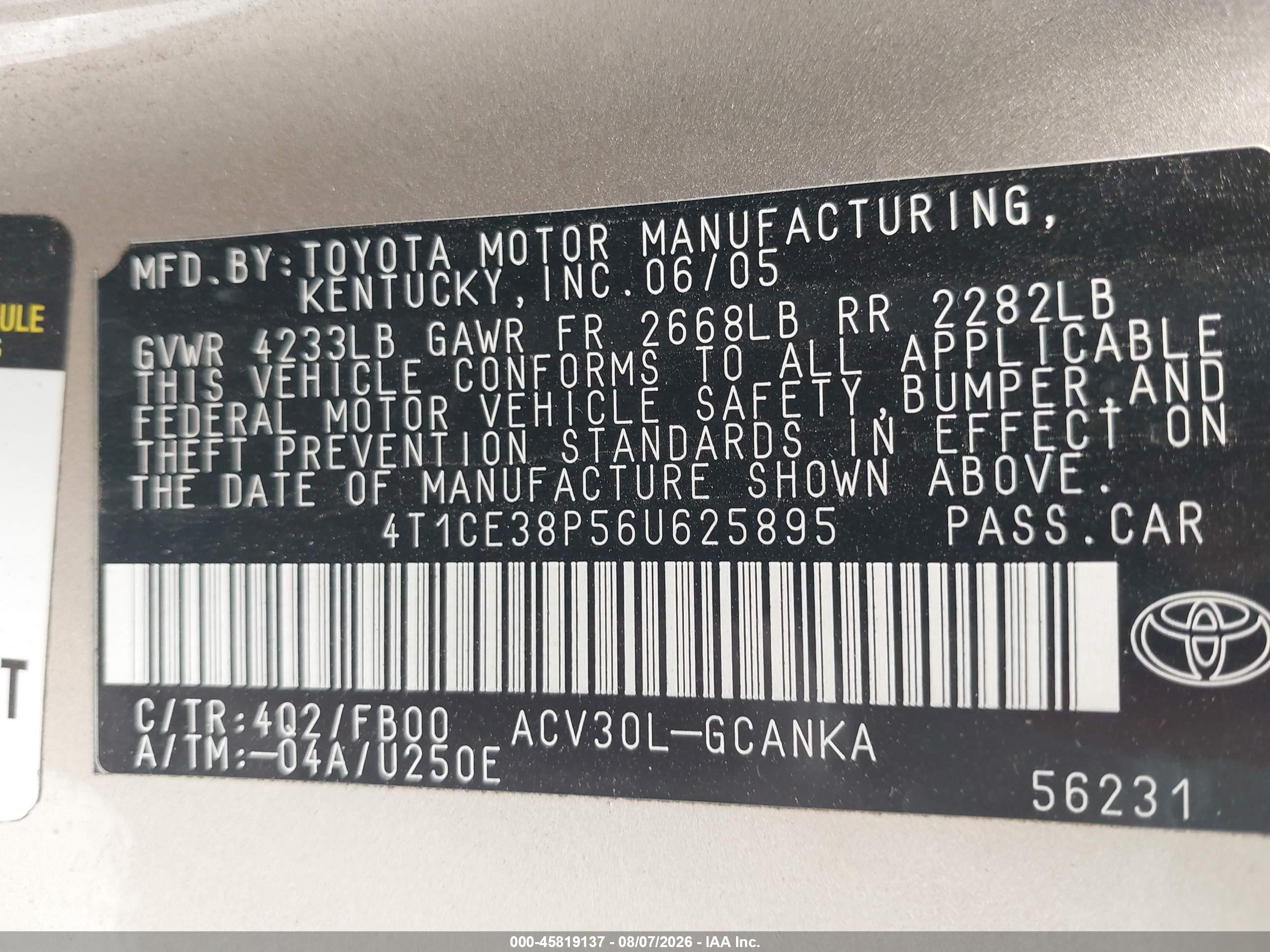 2006 Toyota Camry Solara Se Золотой vin: 4T1CE38P56U625895