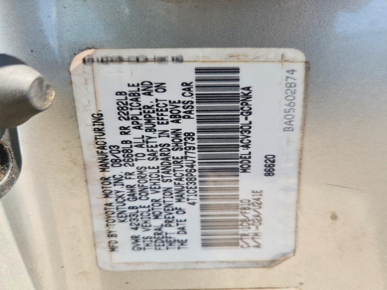 2004 Toyota Camry Solara Se Silver vin: 4T1CE38P64U779738