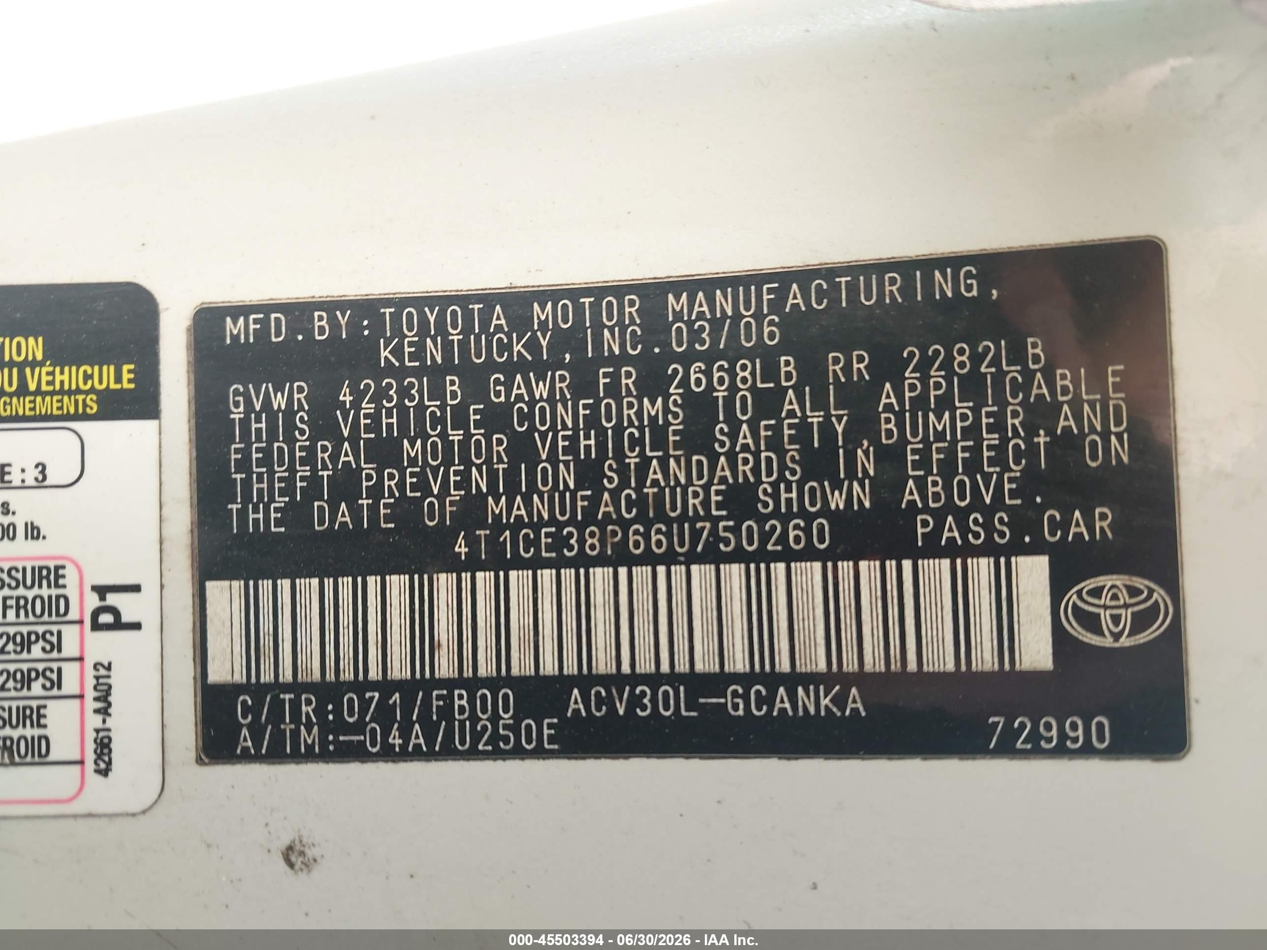 2006 Toyota Camry Solara Se White vin: 4T1CE38P66U750260