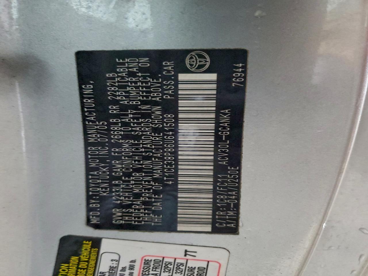 2006 Toyota Camry Solara Se Sport Silver vin: 4T1CE38P86U641508