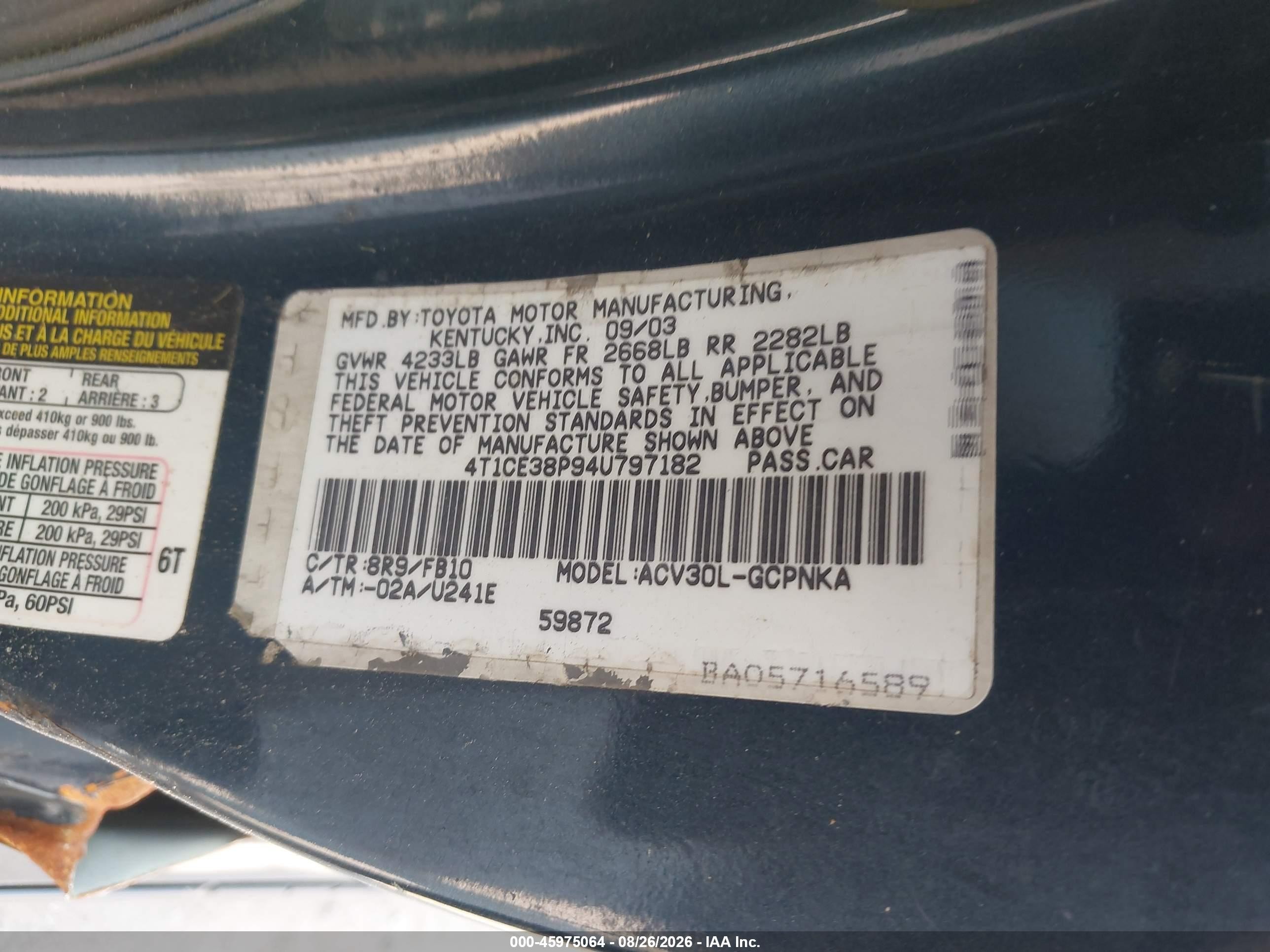 2004 Toyota Camry Solara Se Черный vin: 4T1CE38P94U797182