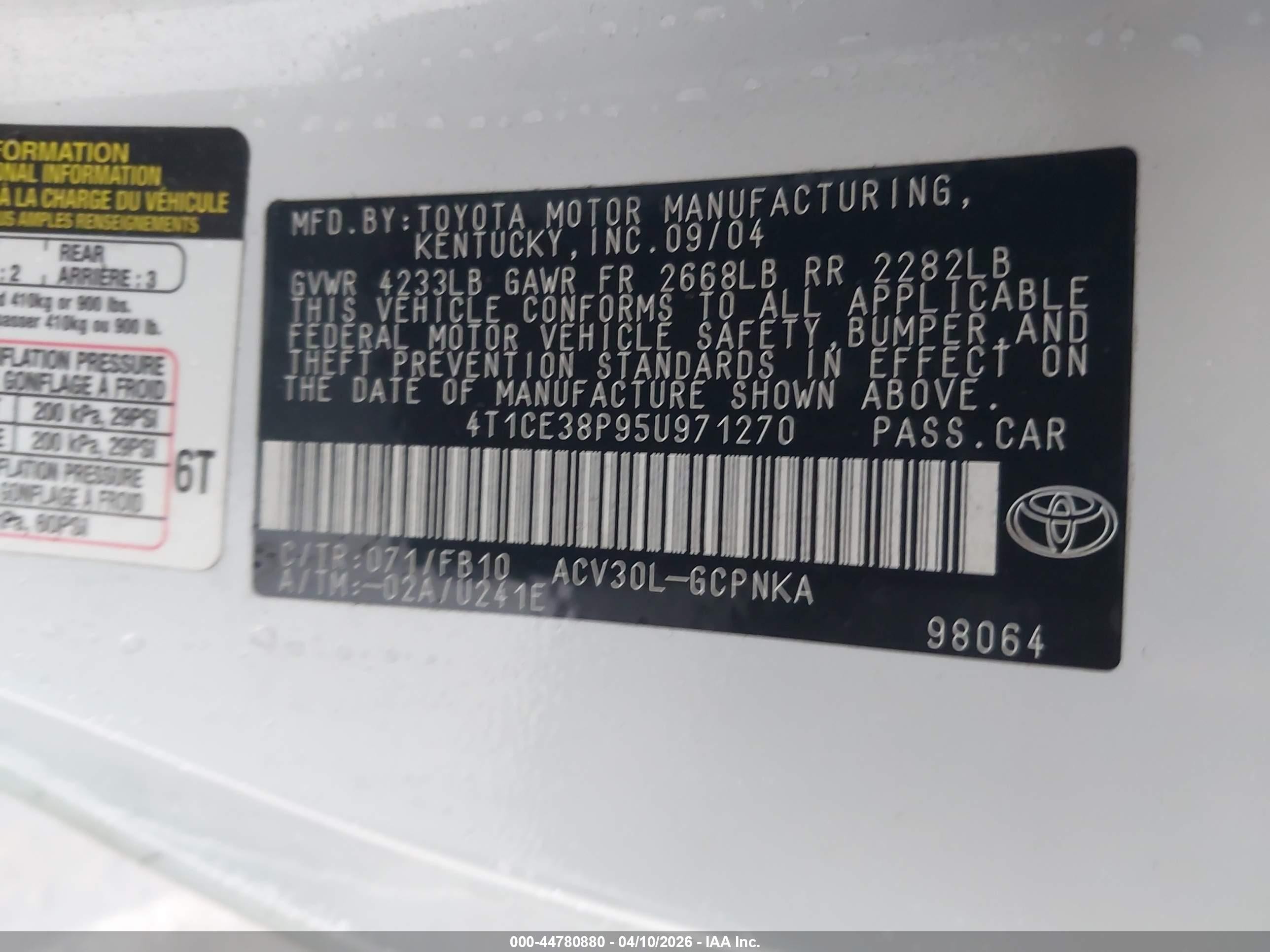 2005 Toyota Camry Solara Se White vin: 4T1CE38P95U971270