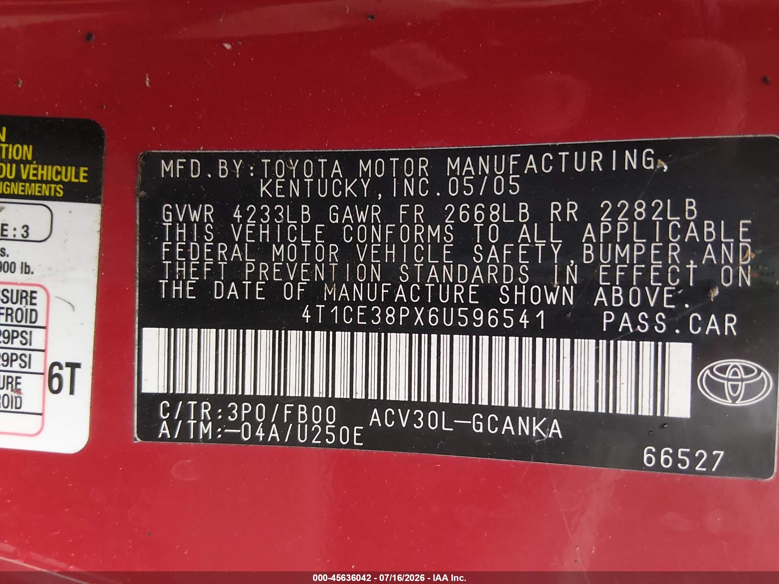 2006 Toyota Camry Solara Se Red vin: 4T1CE38PX6U596541