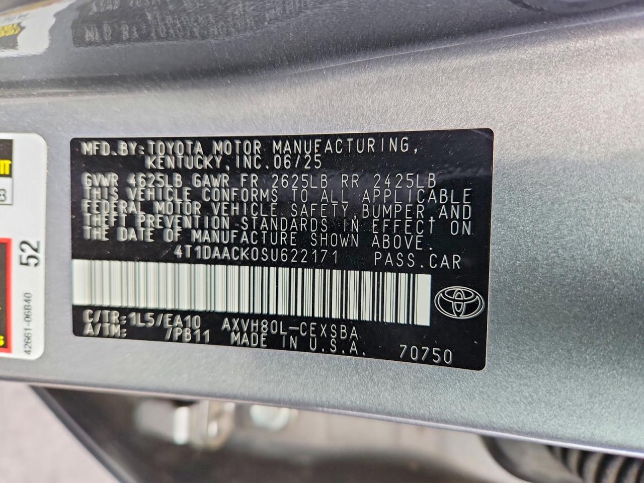 2025 Toyota Camry Se Gray vin: 4T1DAACK0SU622171