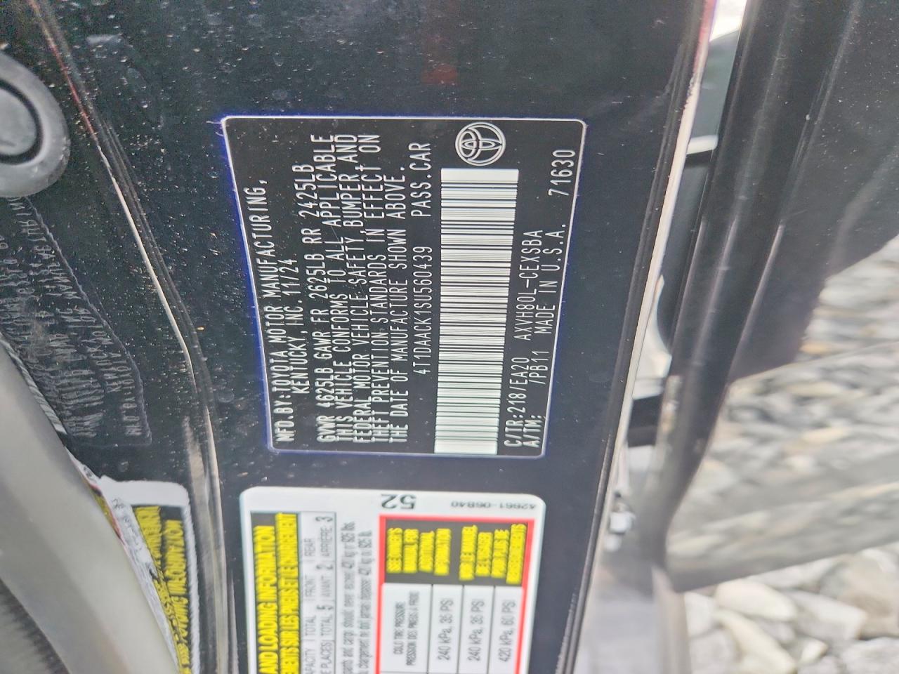2025 Toyota Camry Se Черный vin: 4T1DAACK1SU560439