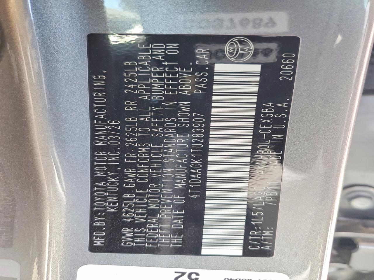 2026 Toyota Camry Xle Серый vin: 4T1DAACK1TU283907