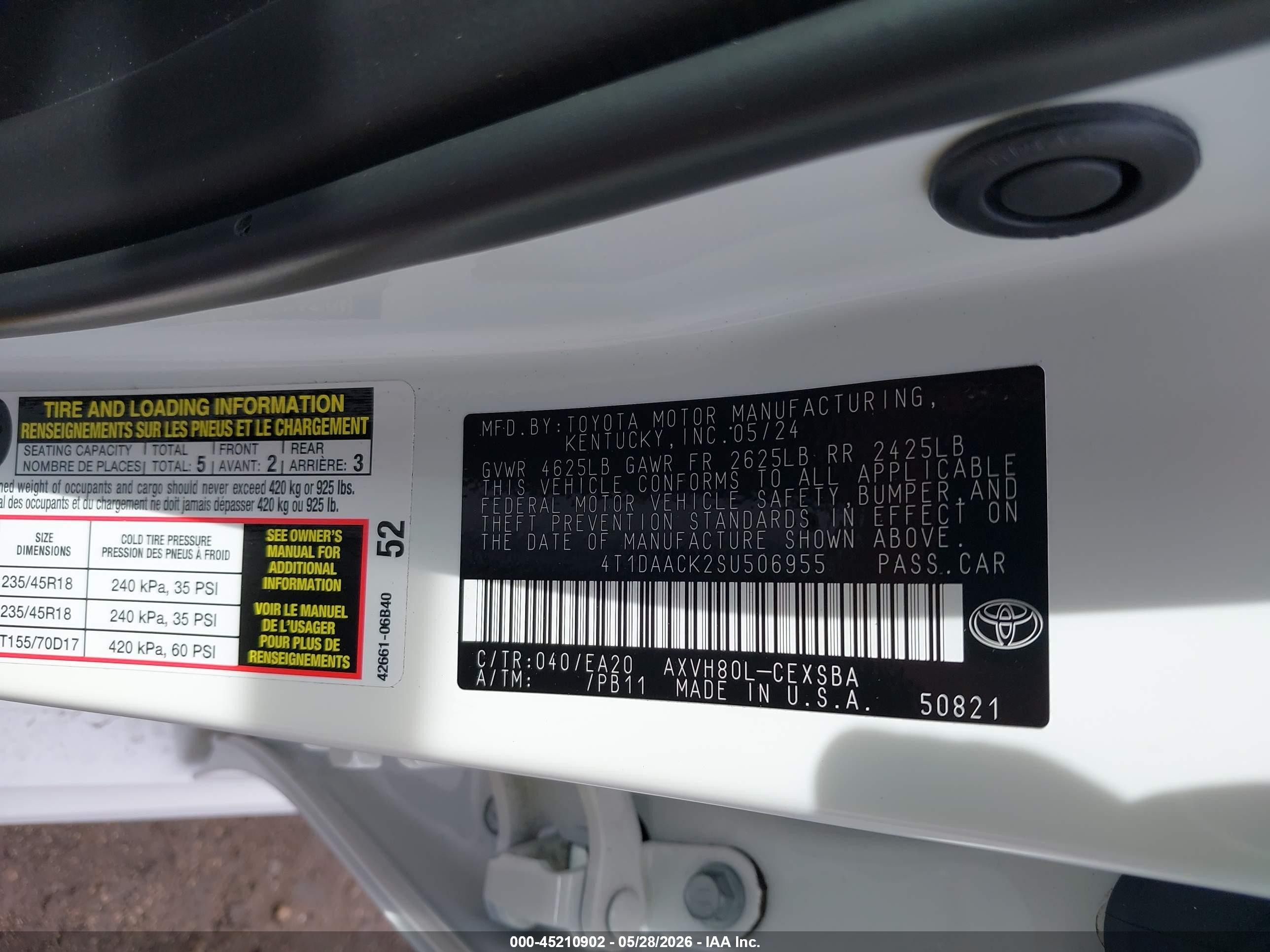 2025 Toyota Camry Se Белый vin: 4T1DAACK2SU506955