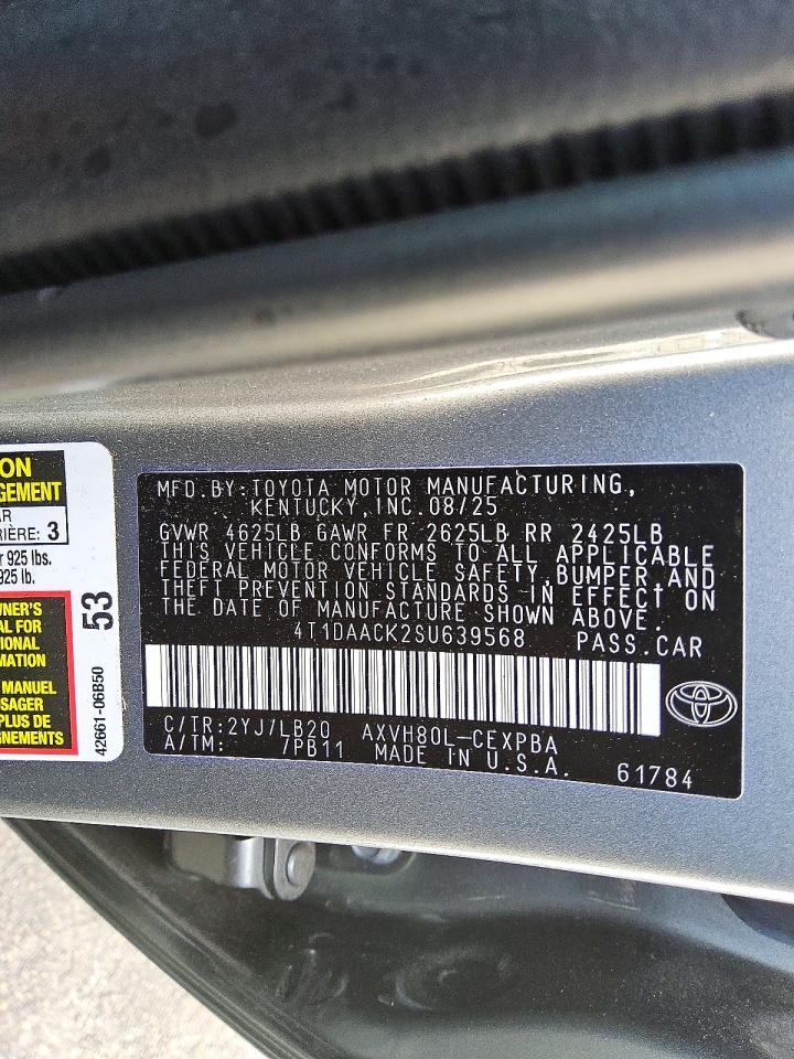 2025 Toyota Camry Xse Silver vin: 4T1DAACK2SU639568