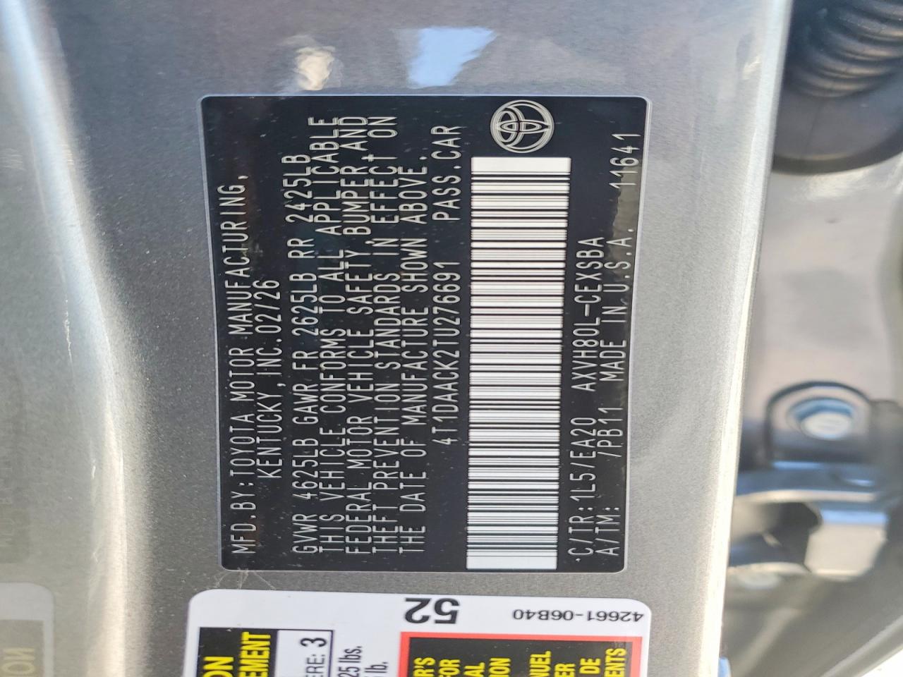 2026 Toyota Camry Se Silver vin: 4T1DAACK2TU276691