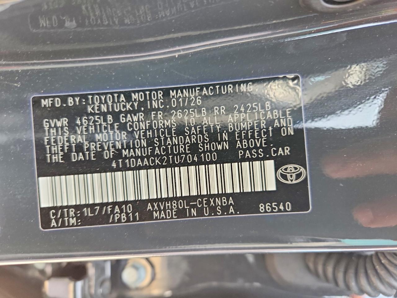 2026 Toyota Camry Le Gray vin: 4T1DAACK2TU704100