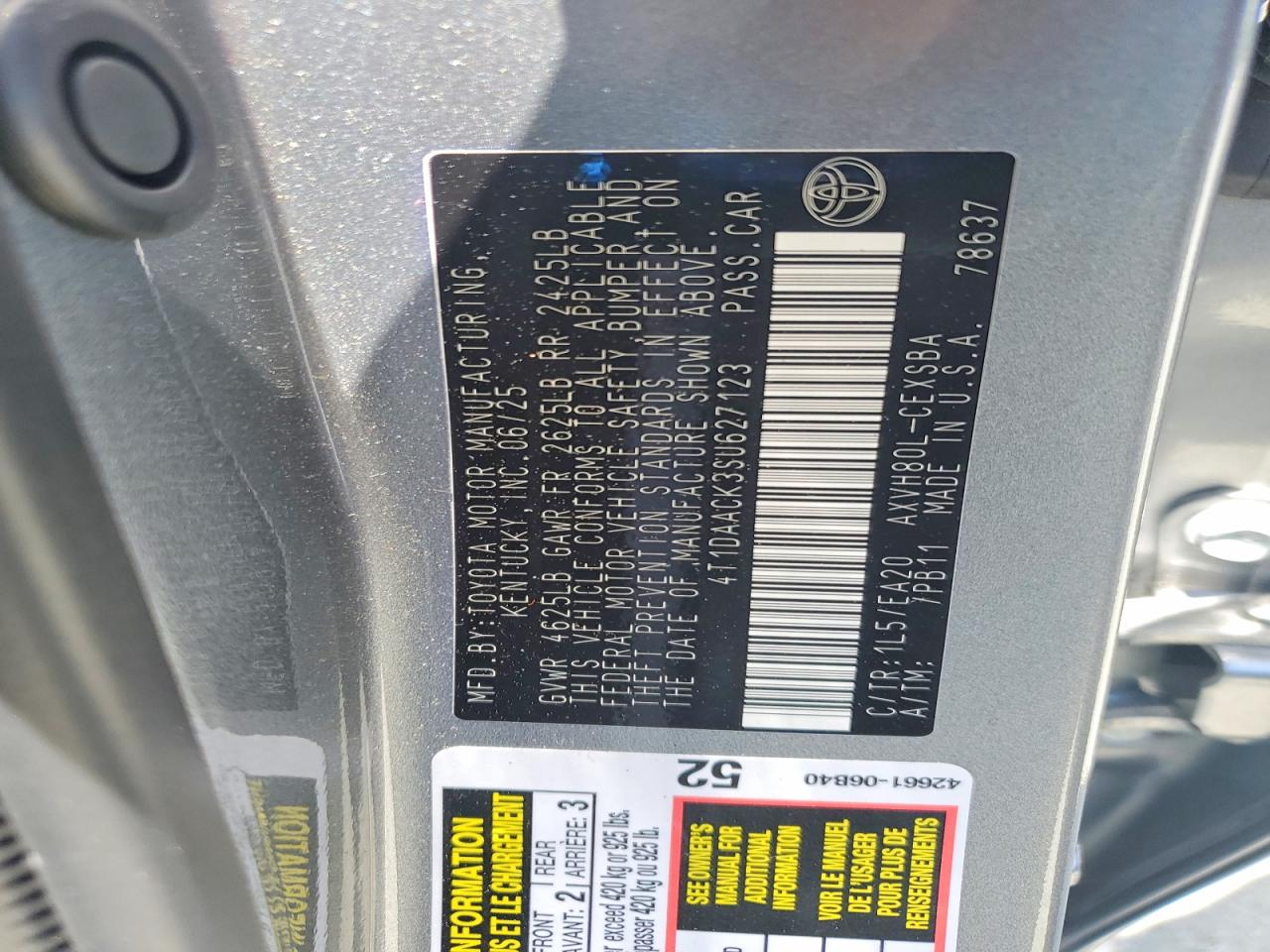 2025 Toyota Camry Se Gray vin: 4T1DAACK3SU627123