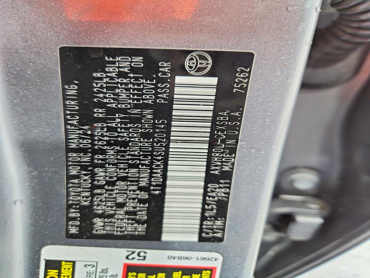 2025 Toyota Camry Se Gray vin: 4T1DAACK4SU520145