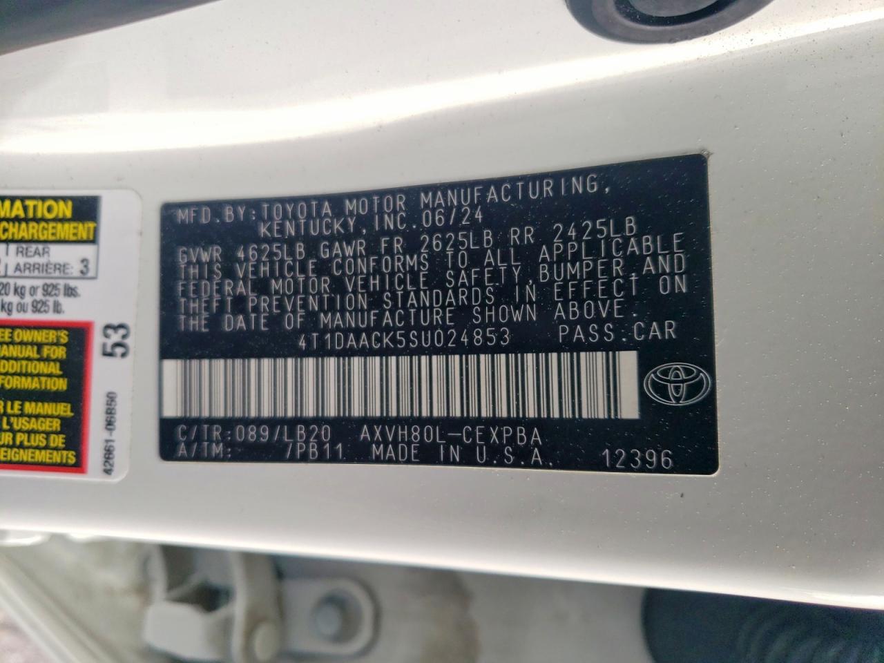 2025 Toyota Camry Xse White vin: 4T1DAACK5SU024853