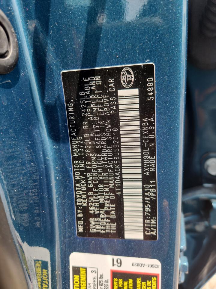 2025 Toyota Camry Le Blue vin: 4T1DAACK5SU592018