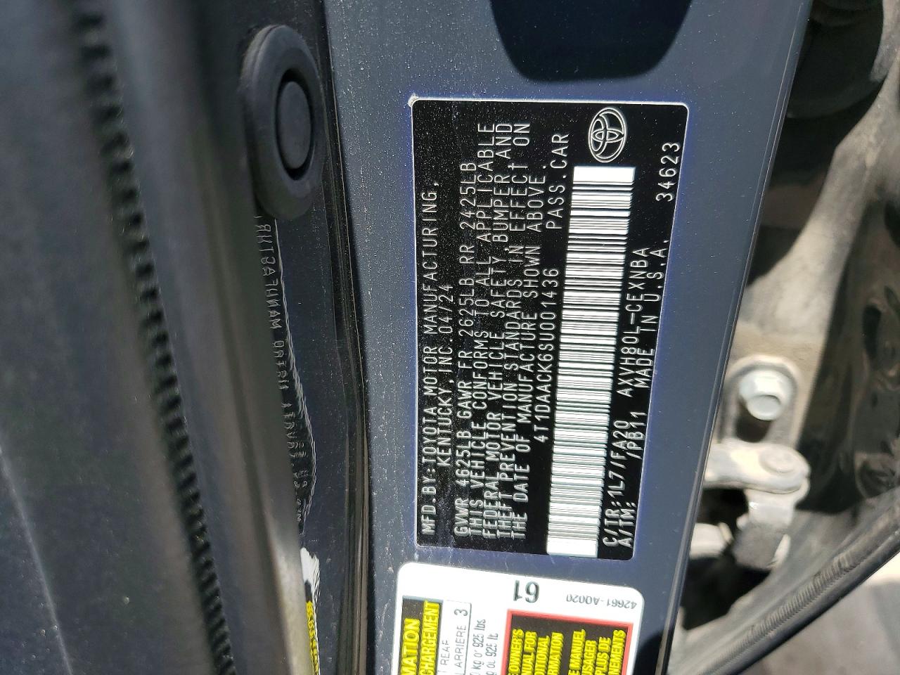 2025 Toyota Camry Le Charcoal vin: 4T1DAACK6SU001436