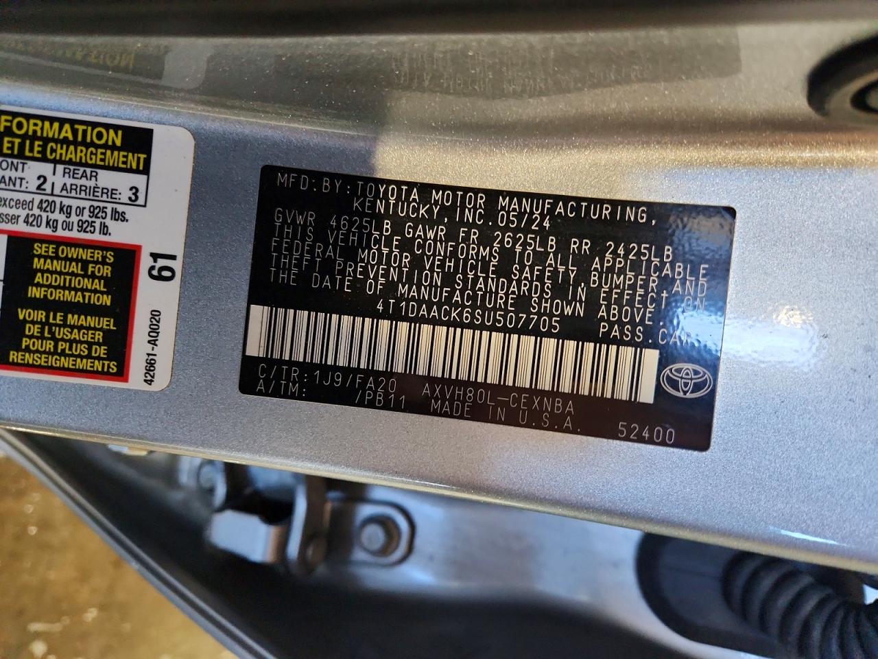 2025 Toyota Camry Le Silver vin: 4T1DAACK6SU507705