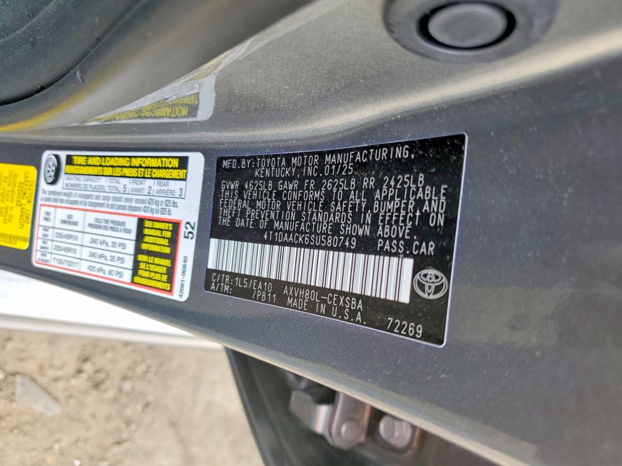 2025 Toyota Camry Se Gray vin: 4T1DAACK6SU580749