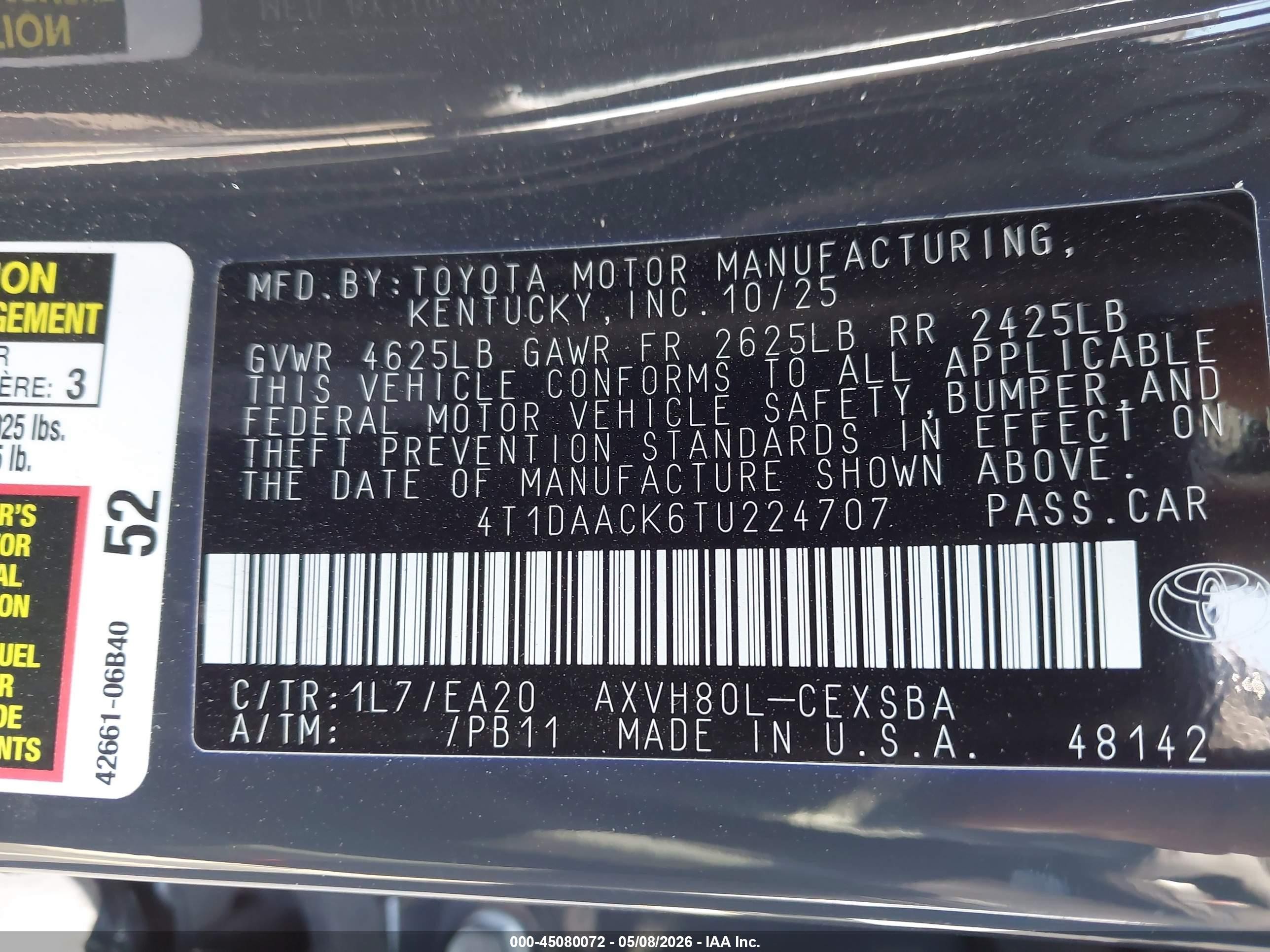 2026 Toyota Camry Se Серый vin: 4T1DAACK6TU224707