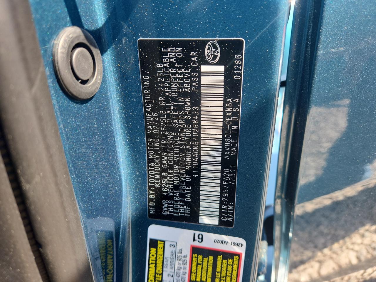 2026 Toyota Camry Hyb Blue vin: 4T1DAACK6TU268433