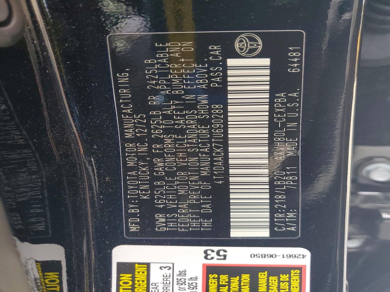 2026 Toyota Camry Nightshade Black vin: 4T1DAACK7TU690288