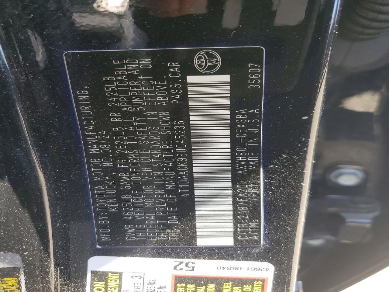 2025 Toyota Camry Se Black vin: 4T1DAACK9SU045236