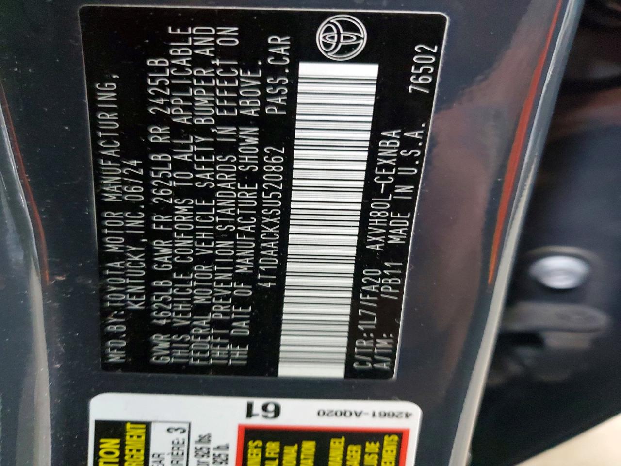 2025 Toyota Camry Le Charcoal vin: 4T1DAACKXSU520862