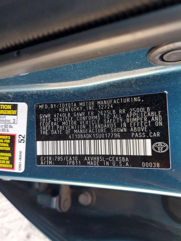 2025 Toyota Camry Se Blue vin: 4T1DBADK1SU017796