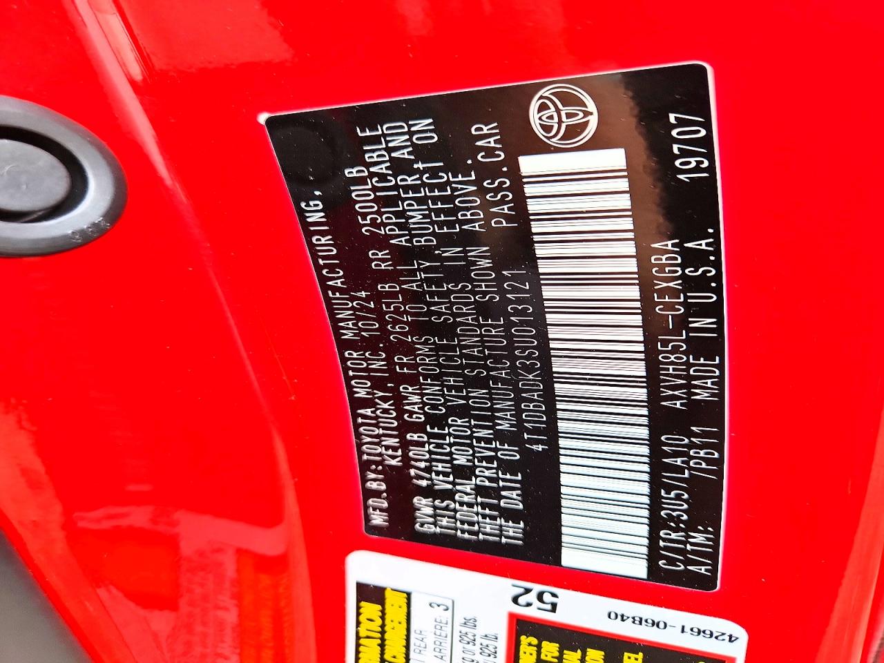2025 Toyota Camry Xle Red vin: 4T1DBADK3SU013121