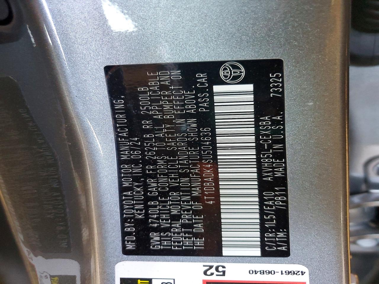 2025 Toyota Camry Se Silver vin: 4T1DBADK4SU504636