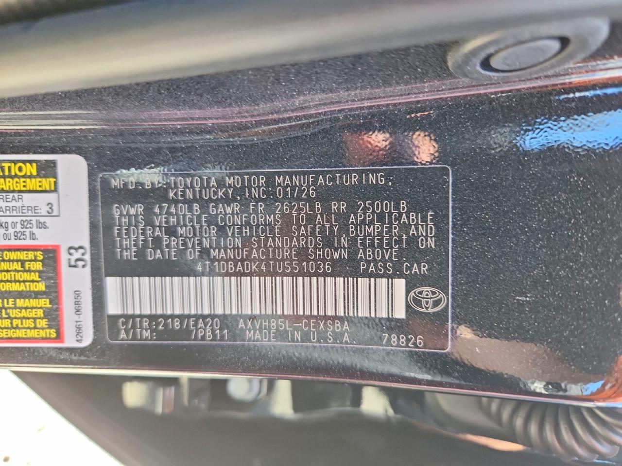 2026 Toyota Camry Nightshade Черный vin: 4T1DBADK4TU551036