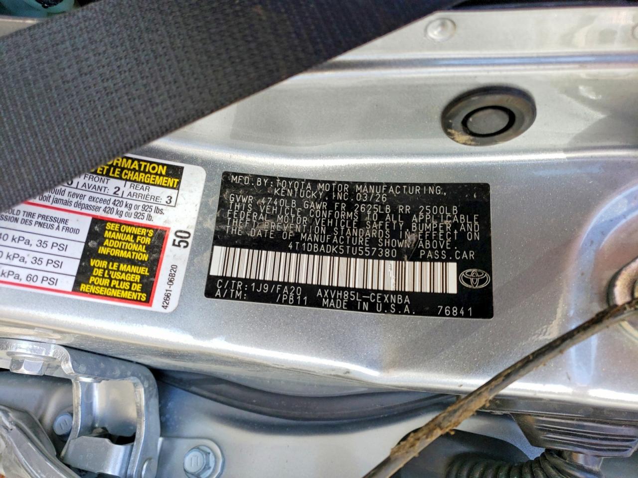 2026 Toyota Camry Le Silver vin: 4T1DBADK5TU557380