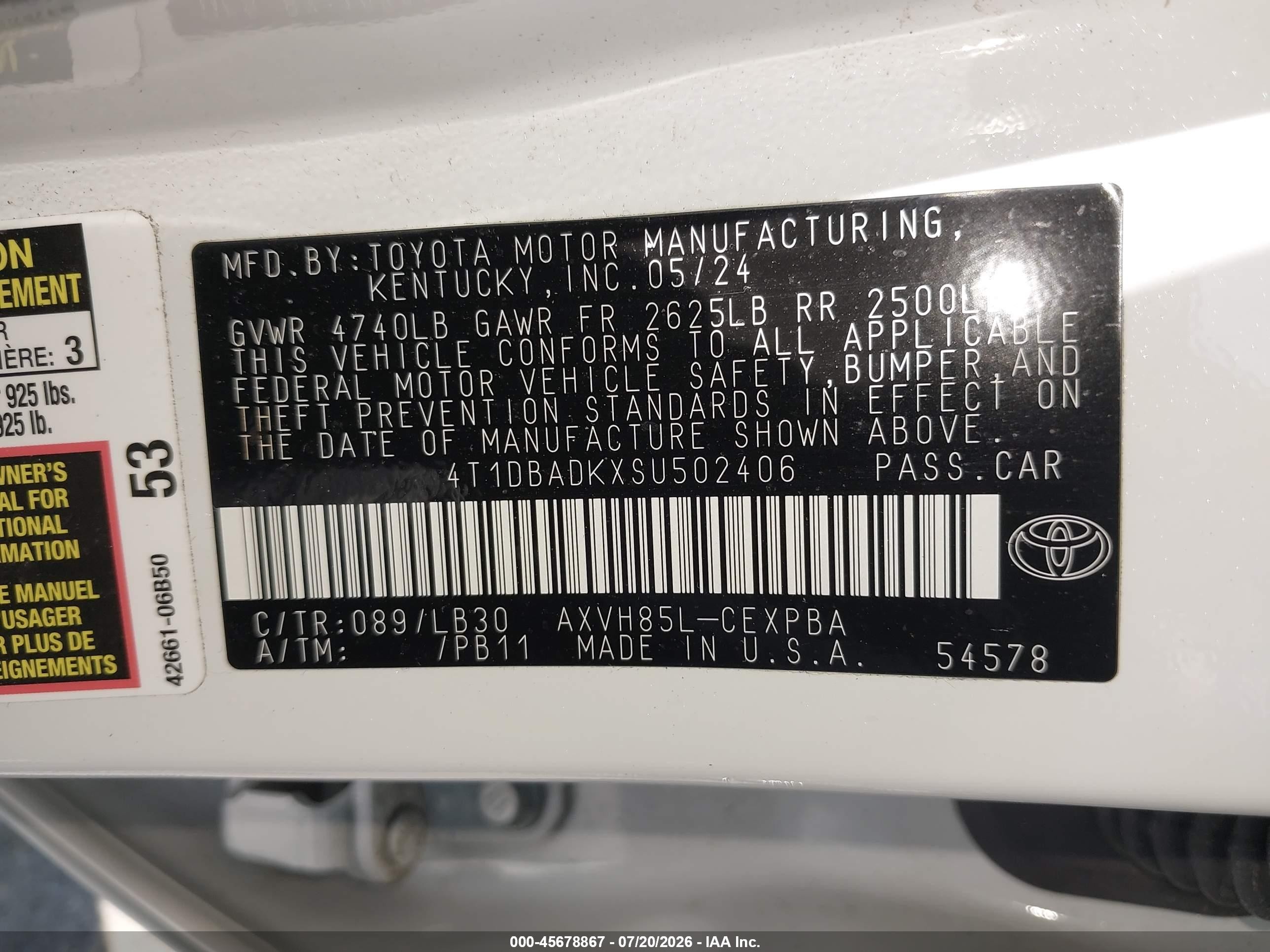 2025 Toyota Camry Xse White vin: 4T1DBADKXSU502406