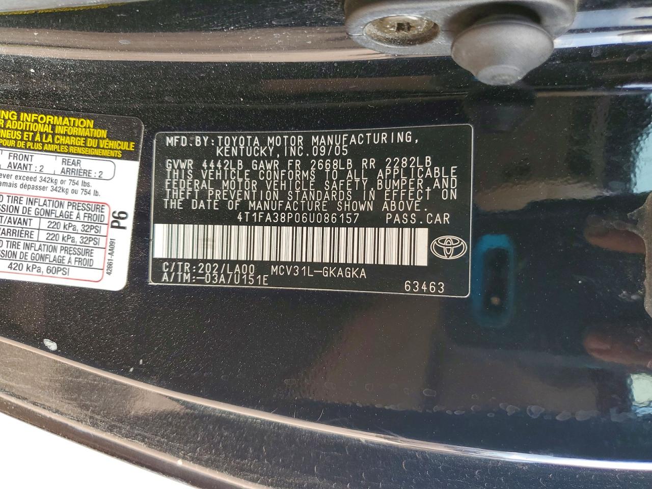 2006 Toyota Camry Solara Sle V6 Black vin: 4T1FA38P06U086157