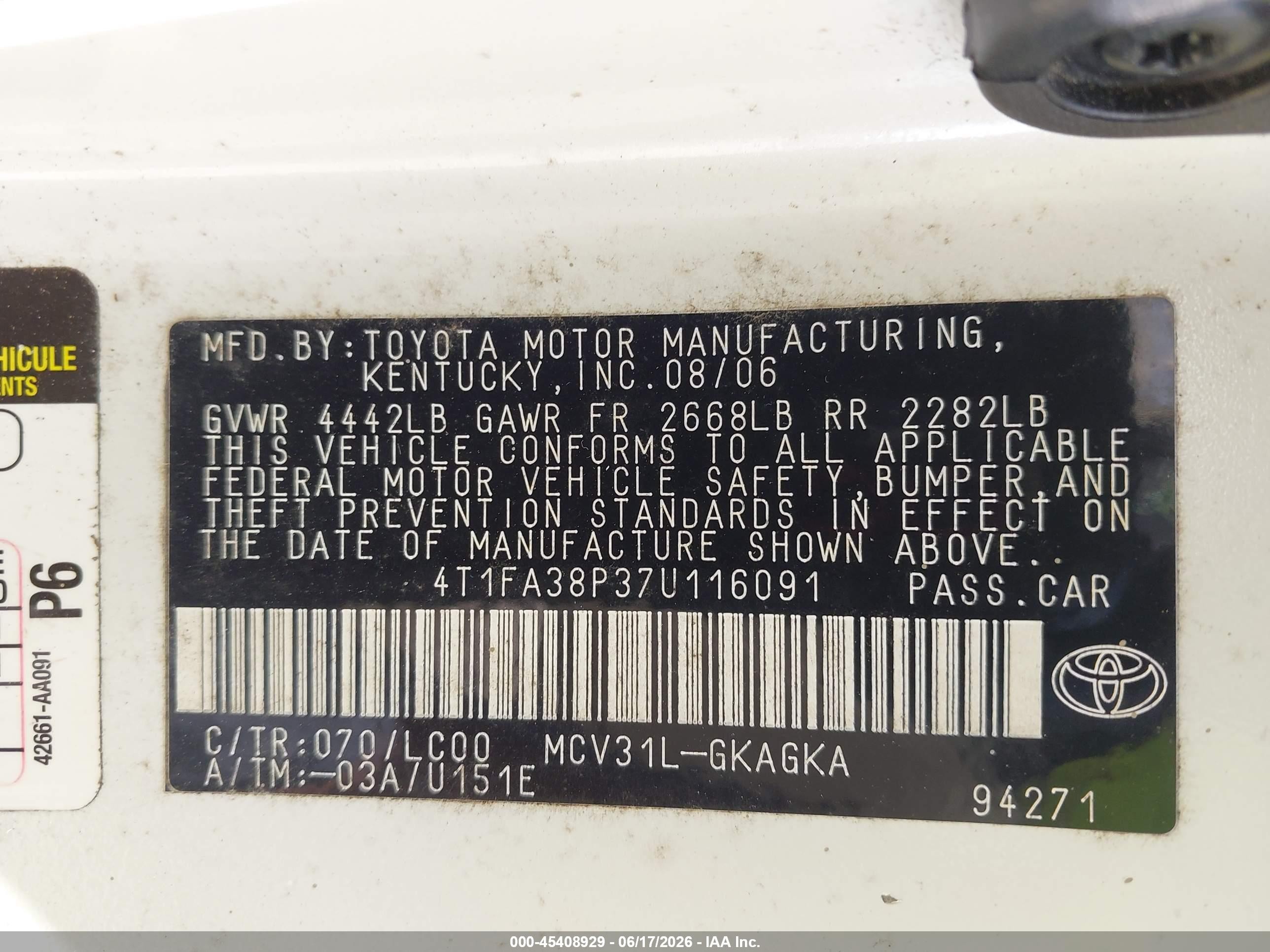 2007 Toyota Camry Solara Sle White vin: 4T1FA38P37U116091