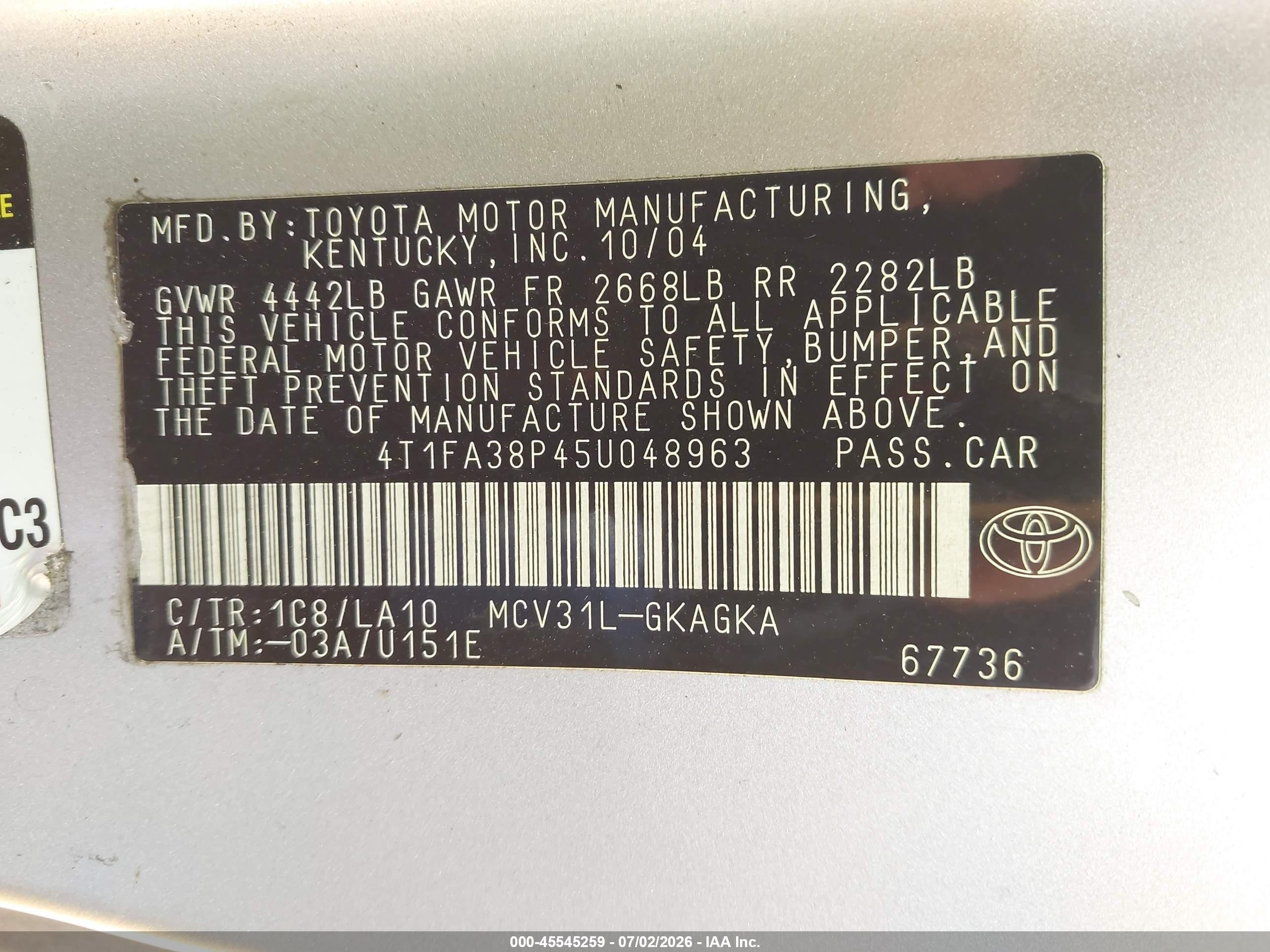 2005 Toyota Camry Solara Sle Gray vin: 4T1FA38P45U048963