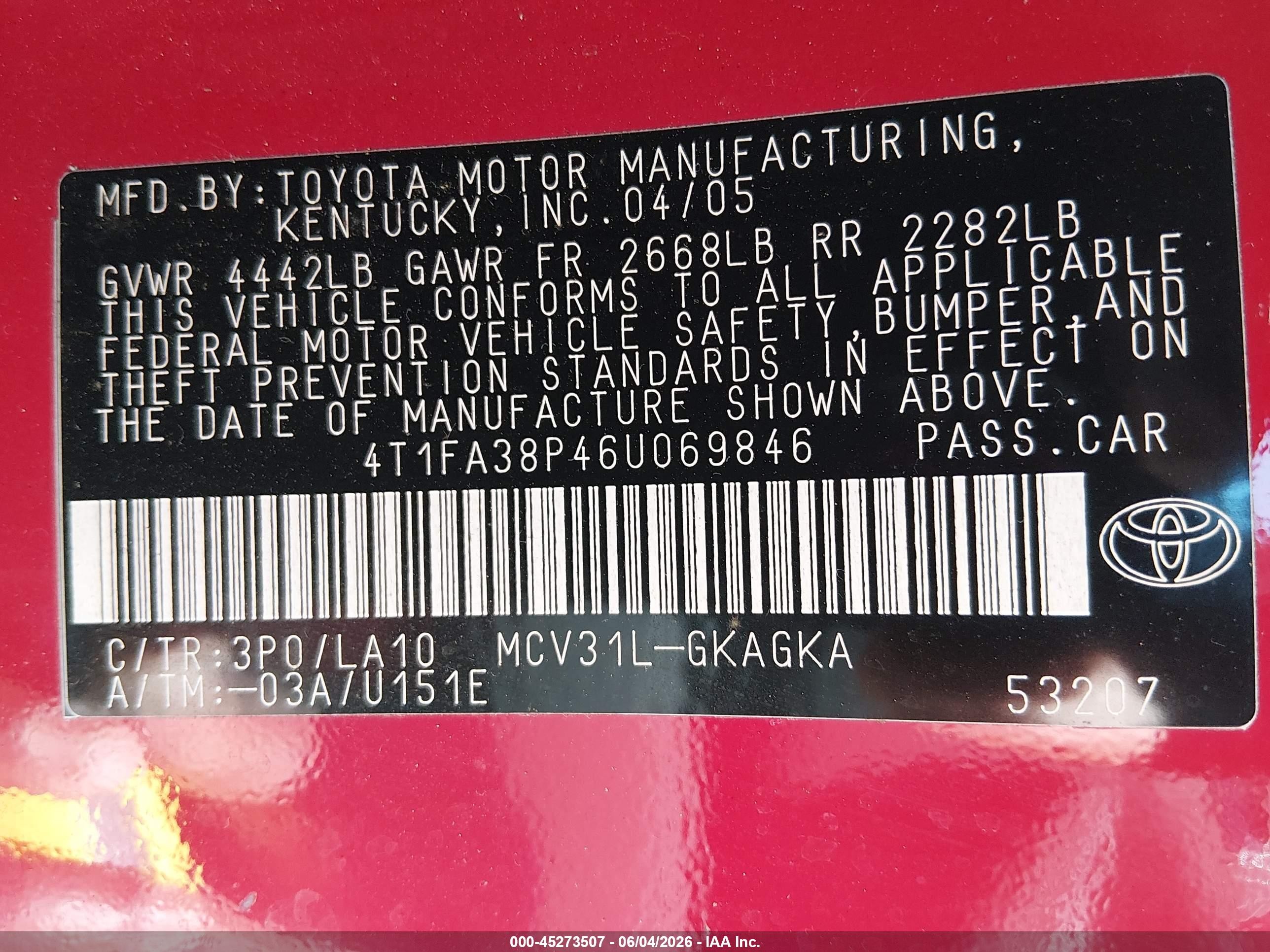 2006 Toyota Camry Solara Sle Red vin: 4T1FA38P46U069846