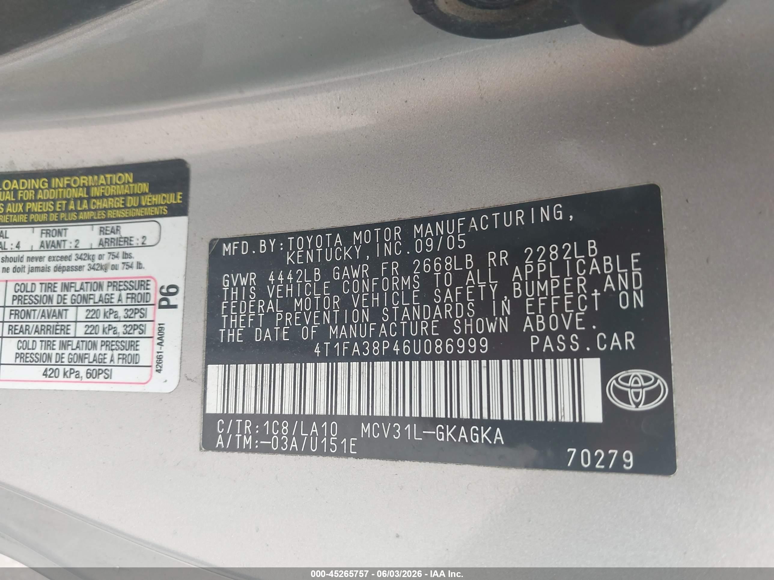 2006 Toyota Camry Solara Sle White vin: 4T1FA38P46U086999