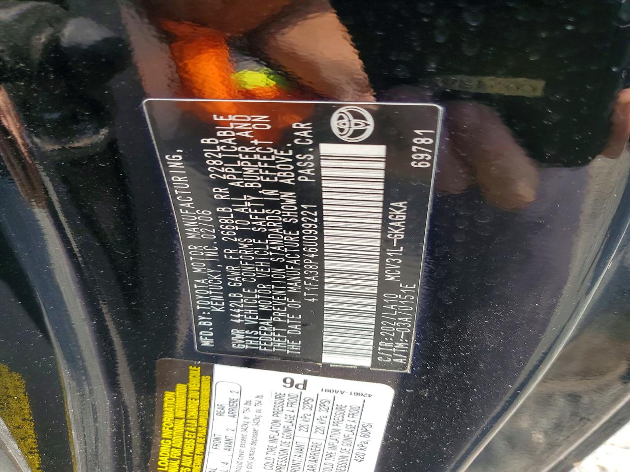 2006 Toyota Camry Solara Sle V6 Black vin: 4T1FA38P46U099221