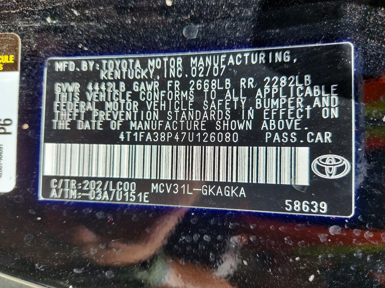 2007 Toyota Camry Solara Sle V6 Black vin: 4T1FA38P47U126080